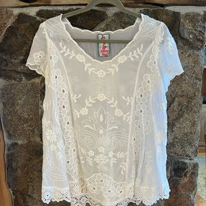 Johnny Was White Boho Blouse